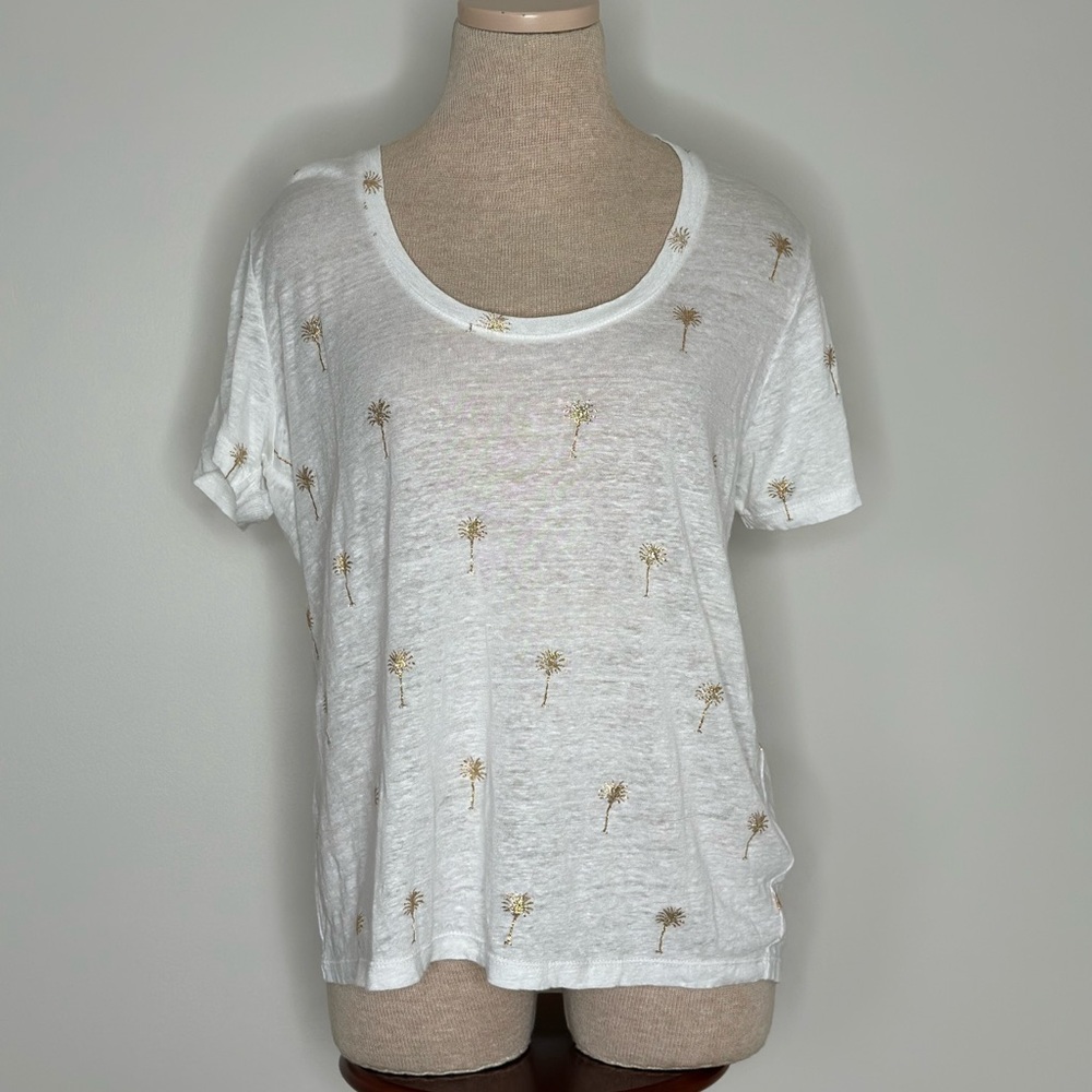 Rails Luna Metallic Palm Tree Linen-Blend Graphic… - image 1